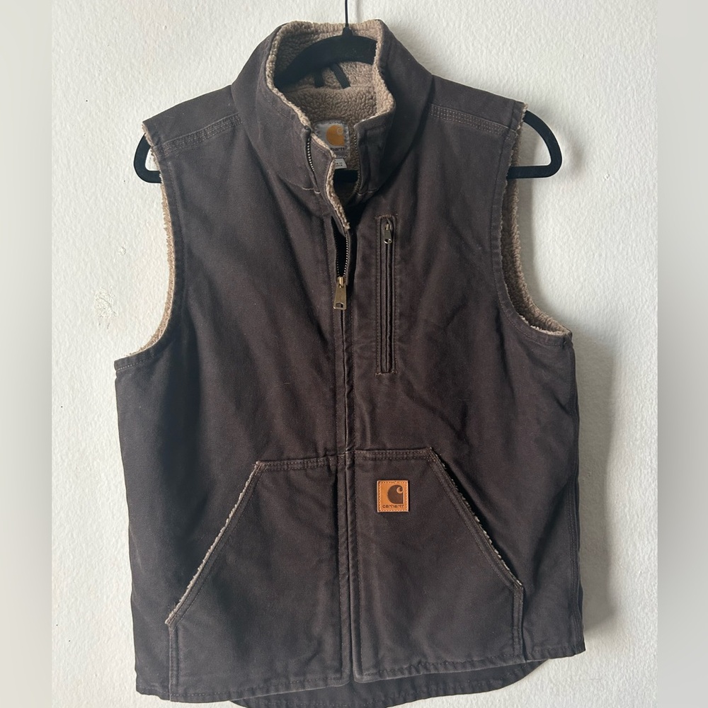 Carhartt Brown Shearling lined vest size S